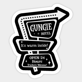 White Gungie Hotel Retro Sign Sticker